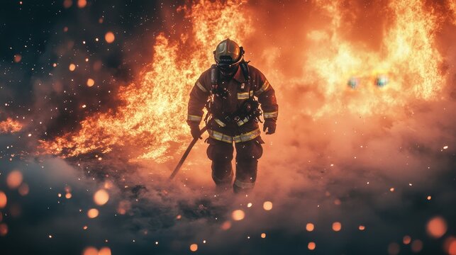 Firefighter silhouette in action